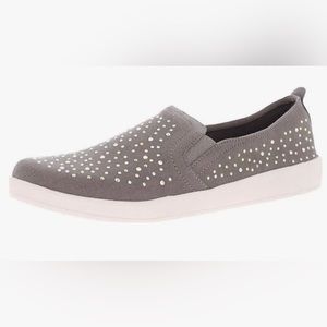 Skechers Active Avenue taupe rhinestone slip on shoes.